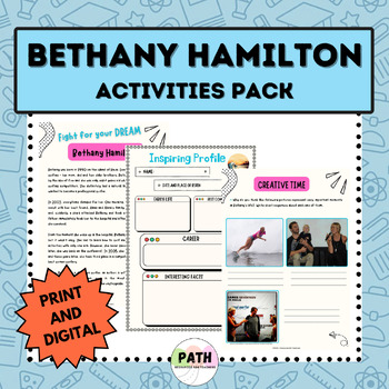 Preview of BETHANY HAMILTON | Biography + Reading, Writing, Grammar Activities | Grades 4-6