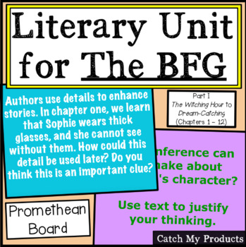 Preview of The BFG Novel Study First half of book for Promethean Board