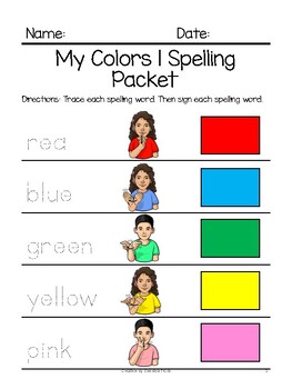 Preview of BGC Colors 1 Spelling Packet