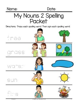 Preview of BGC Nouns 2 Spelling Packet