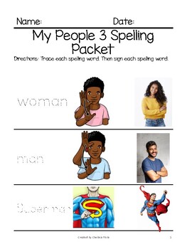 Preview of BGC People 3 Spelling Packet