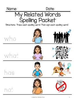 Preview of BGC Related Words Spelling Packet