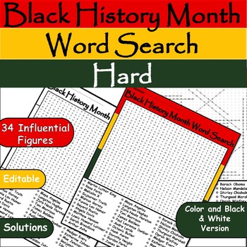 Preview of BHM Figures Hard Word Search Puzzle:Celebrating Black History Month February BHM