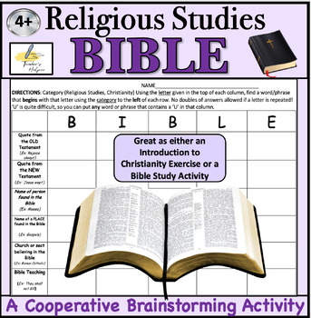 Preview of BIBLE: A Religious Studies & Christian Cooperative Brainstorming Activity (4+)