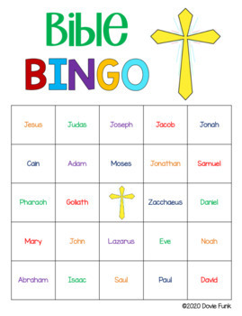 BIBLE Character BINGO - 25 Different Cards by Dovie Funk | TPT