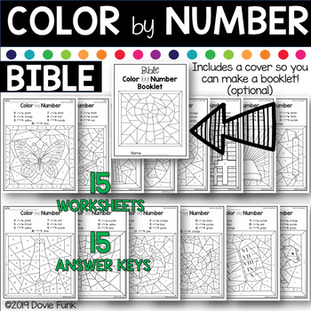 Preview of Bible Color by Number Coloring Worksheets | Bible Story Activities Sunday School
