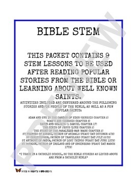 Preview of BIBLE STEM ACTIVITIES