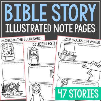 Preview of BIBLE STORY Notes Pages | Bible Study Activity Worksheets | Church Notes