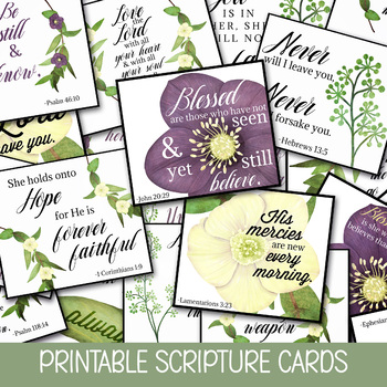 Preview of BIBLE VERSE CARDS, SCRIPTURE MEMORY NOTECARDS, RELIGIOUS PRINTABLES, PRAYER NOTE