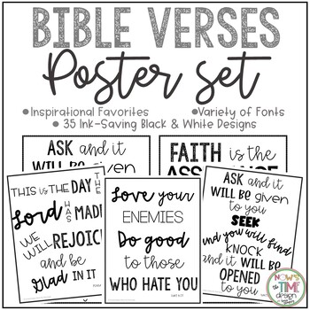 Preview of Bible Verses Posters Black and White