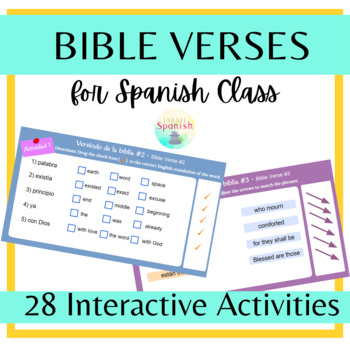 Preview of BIBLE VERSES Set 1 | Spanish Interactive Google Slides Activities