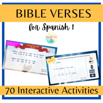 Preview of BIBLE VERSES for Spanish 1 | Interactive Google Slides Activities (Set 2)