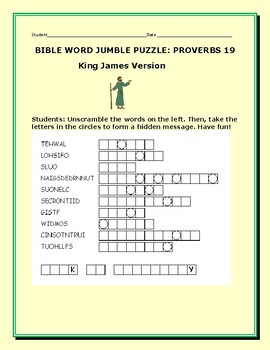 Bible Word Jumble Puzzle Fun 4 Proverbs 19 Kjv Tpt