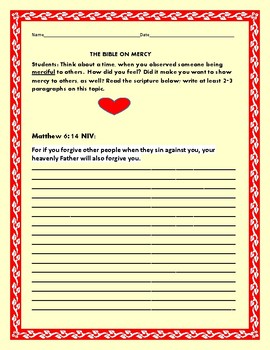 Preview of BIBLE WRITING PROMPT #5: MERCY