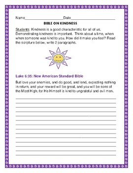 Preview of BIBLE WRITING PROMPT #6: KINDNESS