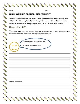 Preview of BIBLE WRITING PROMPT: DISCERNMENT