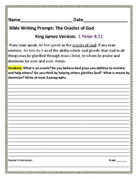 Preview of BIBLE WRITING PROMPT: ORACLES OF GOD