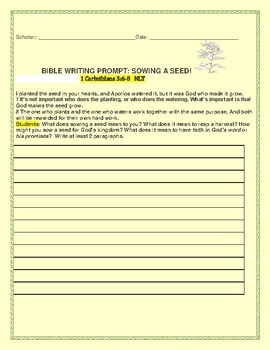 Preview of BIBLE WRITING PROMPT: SOWING A SEED!