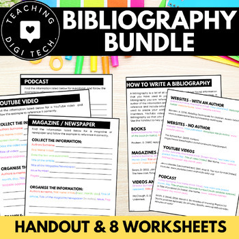 Preview of BIBLIOGRAPHY BUNDLE | How to Write a Bibliography | Reference Texts | Cite Texts