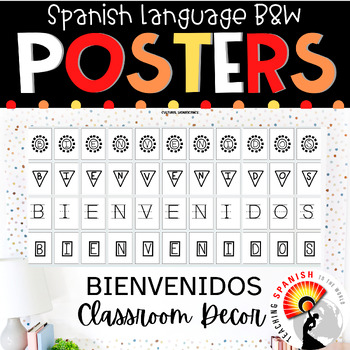 Preview of BIENVENIDOS Spanish Classroom Welcome Posters Sets
