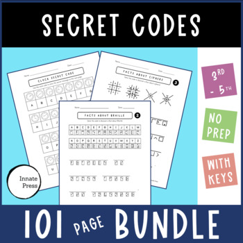 Preview of BIG 101 Secret Code Puzzles Worksheet with Facts BUNDLE 3rd 4th 5th Grades