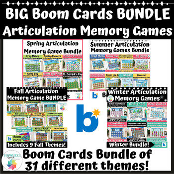Preview of Articulation Memory Match BIG Bundle Boom Cards™ Year Round Speech Therapy Games