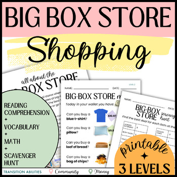 Preview of BIG BOX STORE Life Skill | Reading Comprehension, Math, Community Scavenger Hunt