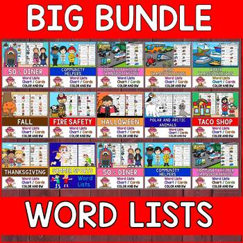 Preview of BIG BUNDLE #1 : Word Lists for Lessons, Vocabulary, Writing Centers