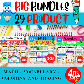 Preview of BIG BUNDLE: 29 PRODUCTS - MATH - VOCABULARY - COLORING AND TRACING.