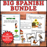 BIG BUNDLE 45 Spanish Worksheets & 48 Animal Flashcards! S