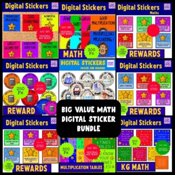 Preview of BIG BUNDLE - Math Digital Stickers - Easy Grading