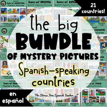 Preview of BIG BUNDLE Spanish speaking countries COLOR BY NUMBER mystery pictures