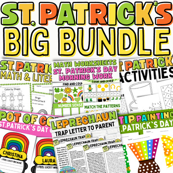 Preview of St. Patrick's Patty's Day March Fine Motor Activities Math Literacy Printables