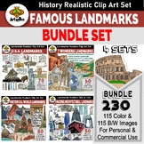 BIG BUNDLE  of Famous World Landmarks - 230 realistic clip