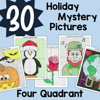 Preview of BIG BUNDLE of Holiday Coordinate Plane Graphing Pictures Four Quadrant