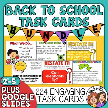 Preview of BIG Back To School Task Card Bundle  Rules Procedures Ice Breakers and more!