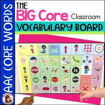 Preview of BIG Core Vocabulary Classroom Board, Low Tech AAC for Speech Therapy and Autism