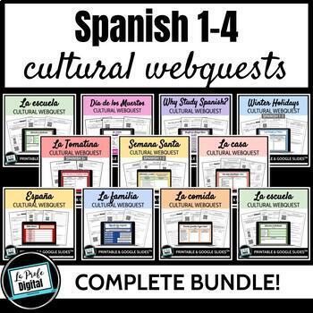 Preview of Spanish Culture Activities Webquest Bundle, Spanish speaking countries sub plan