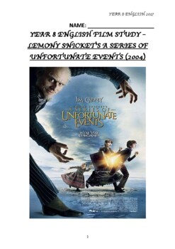 Preview of Lemony Snicket's: A Series of Unfortunate Events Film Study Booklet