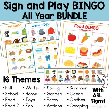 Preview of BIG Bundle of Bingo Card Games with Sign Language Pictures | ASL ELL ESL