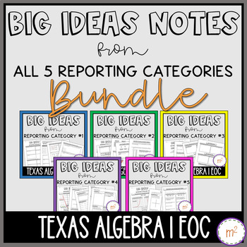 Preview of Big Ideas Notes from all 5 Algebra 1 Reporting Categories Bundle