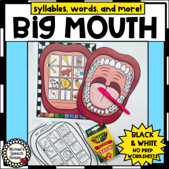 Big Mouth Syllables Articulation Speech Therapy Phonology Tpt