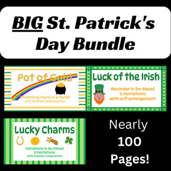 Preview of BIG St. Patrick's Day Bundle! Vocal-Xylophone-Recorder-Drumming-Games-Printables