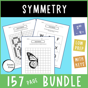 Preview of BIG Symmetry Worksheet Bundle lines of symmetry and radial for grade 2 3 4