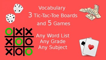 Preview of 8 Vocabulary Tic-Tac-Toe Boards, Activities, and Games!