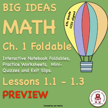 Preview of BIG Ideas Math Foldable 6th Grade Green Book -  PREVIEW