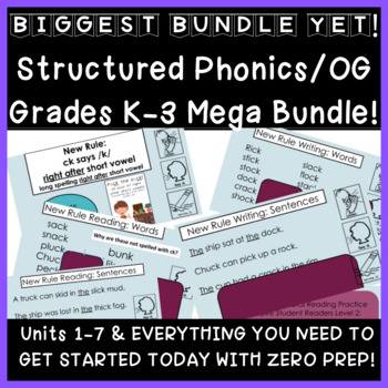 Preview of BUNDLE! K-3 Structured Phonics: Units 1-7 Lessons, Interactive Slides, Games+