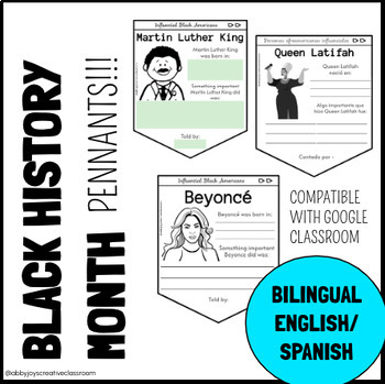 Preview of BILINGUAL BLACK HISTORY MONTH PENNANTS / AVAILABLE IN ENGLISH AND SPANISH!