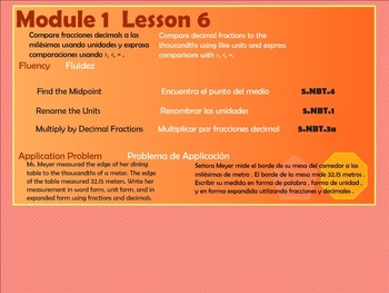 Preview of BILINGUAL EngageNY Mathematics Fifth Grade Module 1 Lesson 6