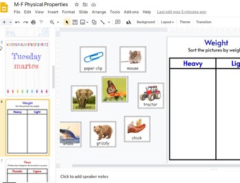 Preview of BILINGUAL: Weekly Physical Properties Google Slides 